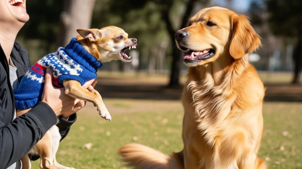 El "Síndrome del Perro Pequeño": No es un bebé, es un perro Perro pequeño con síndrome de Napoleón ladrando en brazos de su dueña