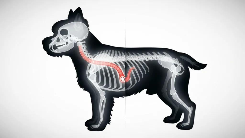 Colapso traqueal: La tos de ganso y el peligro del collar Ilustración explicativa del colapso traqueal en perros o tos de ganso